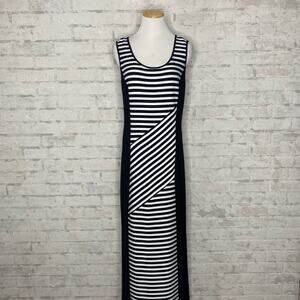 Frank Lyman Design | Black & White Stripe Sleeveless Maxi Dress